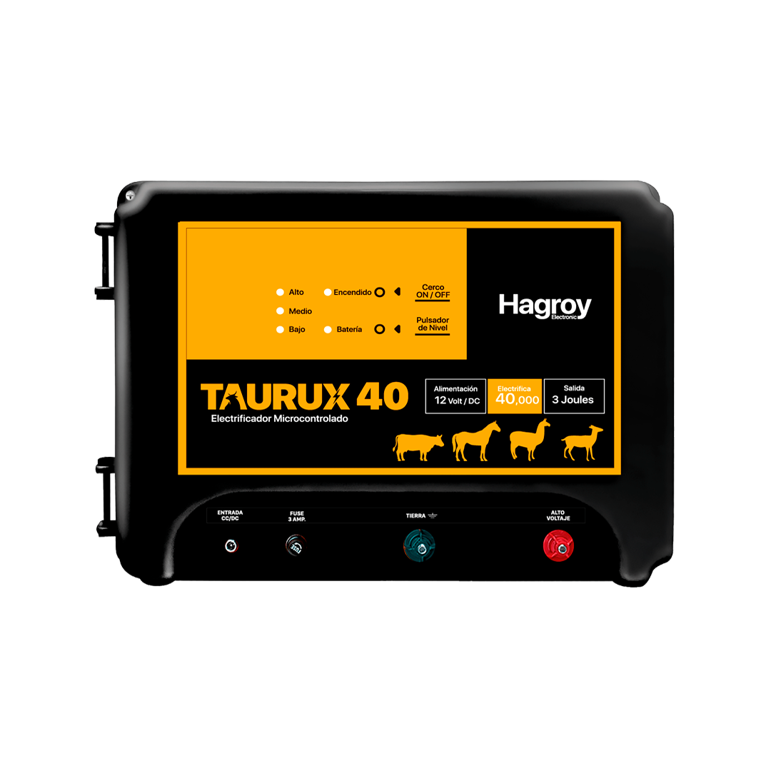 Taurux-40 JPG ELECTRIFICADOR GANADERO TAURUX 40K 12VDC HAGROY - Imagen 1